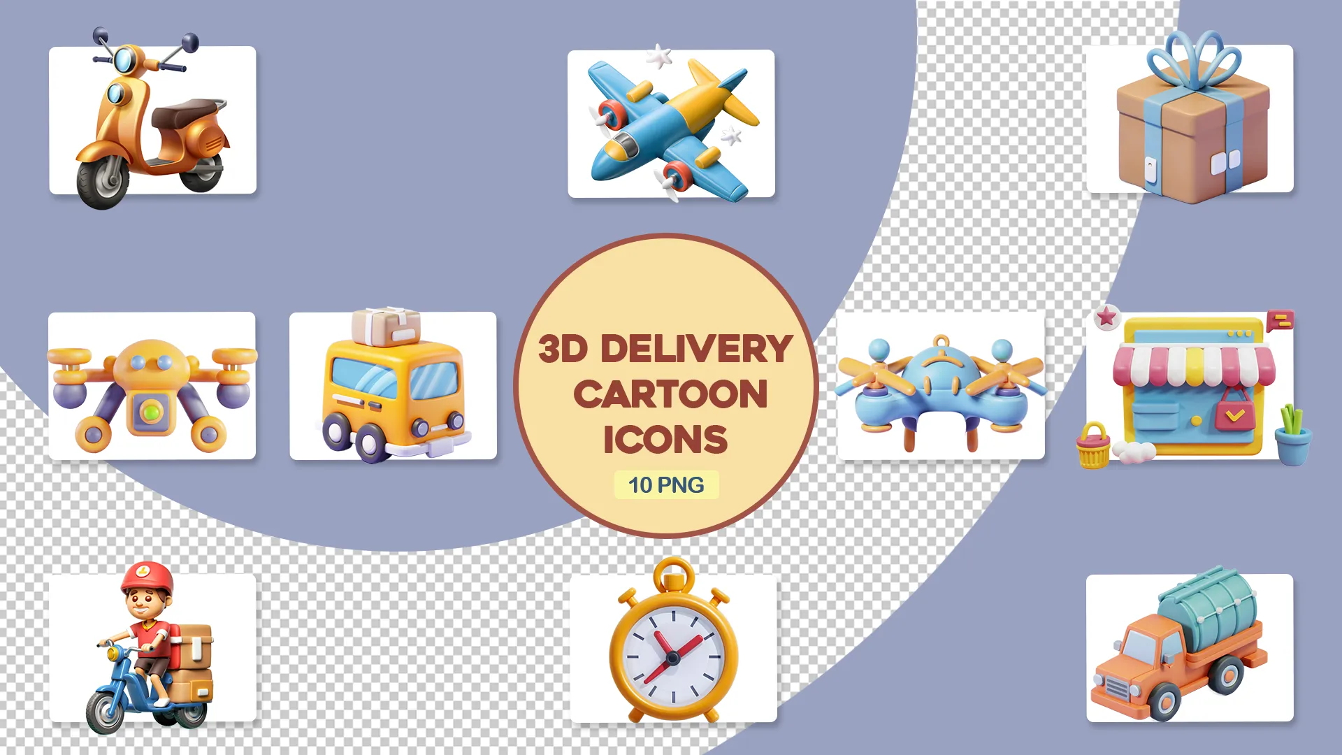 Creative 3D Pack with Delivery Drones and Scooters